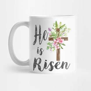 He is Risen Floral Cross Vintage Happy Easter 2022 Mug